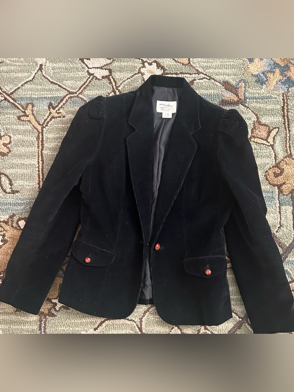 Black Corduroy Women's Blazer Jacket - Classic Tailored Style - Made in Japan